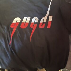 Gucci Black Tee with Gradient Logo